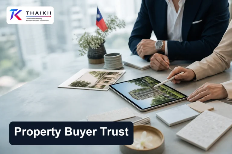 Thai property team reviewing a project with Taiwan market research